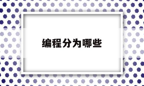 编程分为哪些(编程分为哪些板块)