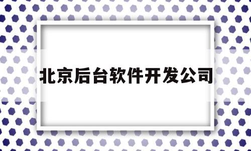 北京后台软件开发公司(北京软件开发公司排行)